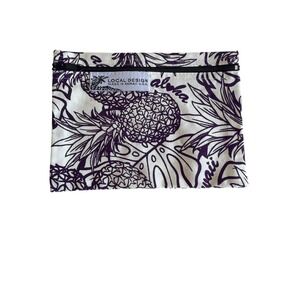 Local Design Pouch White Purple Pineapple Aloha Hawaii Canvas Cosmetic Bag